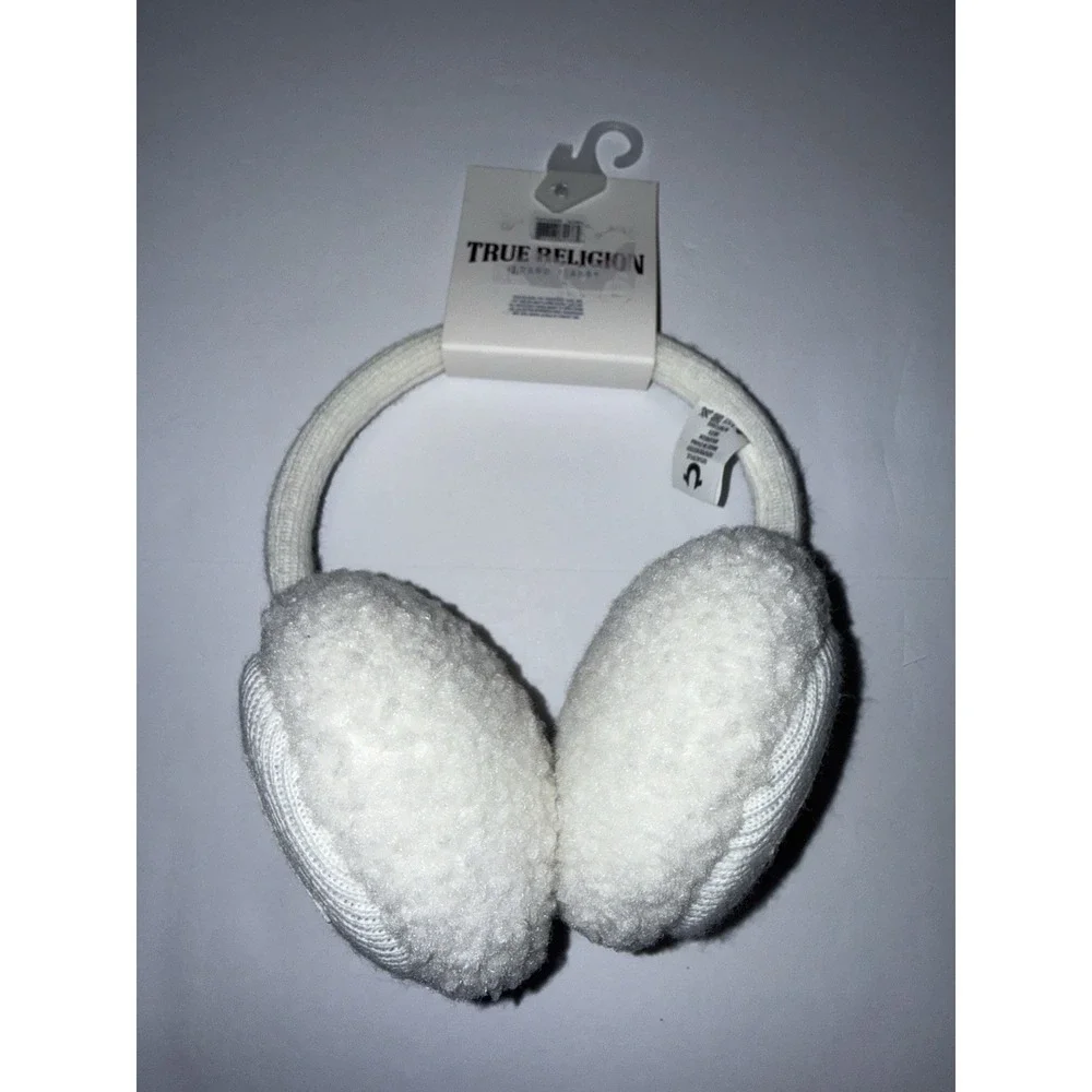 True Religion Ivory Knit Sherpa Earmuffs Warm Winter One Size Snow Cold NWT